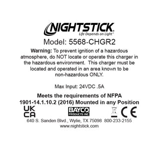 5568-CHGR2: Snap-in Rapid Charger for the 5566/68 INTRANT® Angle Lights