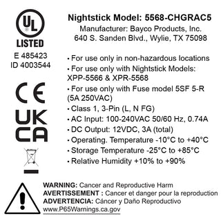 5568-CHGRAC5: 5-Bank AC Charger - Rechargeable INTRANT® Angle Lights