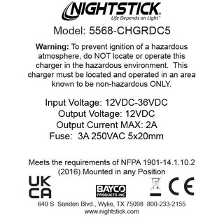 5568-CHGRDC5: 5-Bank DC Charger - Rechargeable INTRANT™ Angle Lights