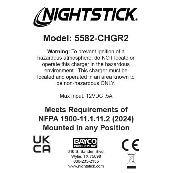 5582-CHGR2: Wall/Vehicle-Mountable Charger for 5582 & 5584 Series Lant