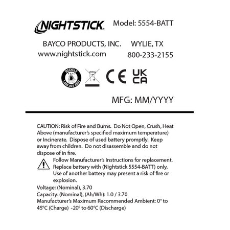 5554-BATT: Replacement LiPo Battery - XPR-5554G Series