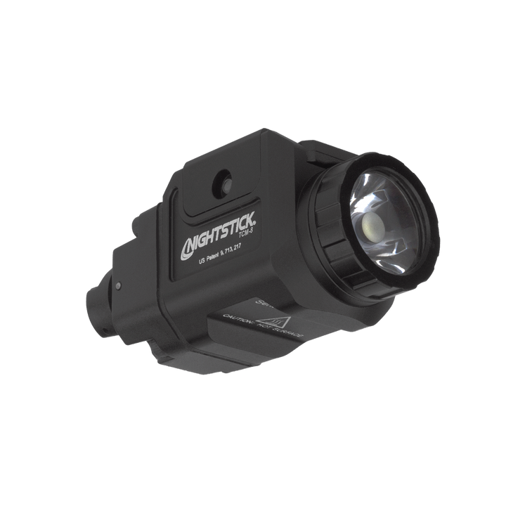 Black tactical flashlight with 'Nightstick' branding on a white background