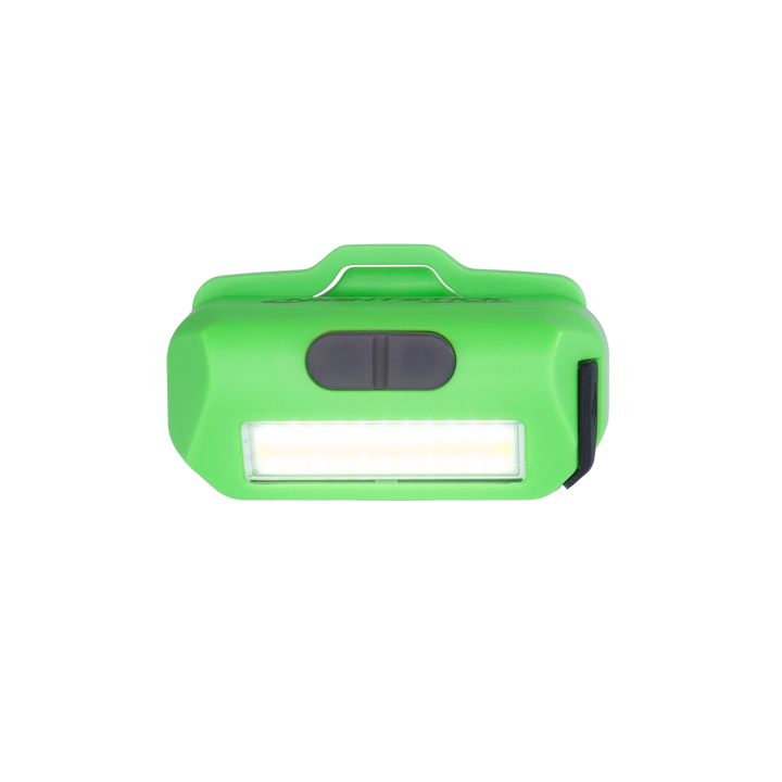 Green headlight on a white background
