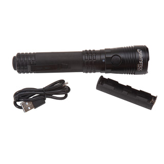 USB-588-T: Turbo High Candela USB Dual-Light Rechargeable Tactical Flashlight - Black