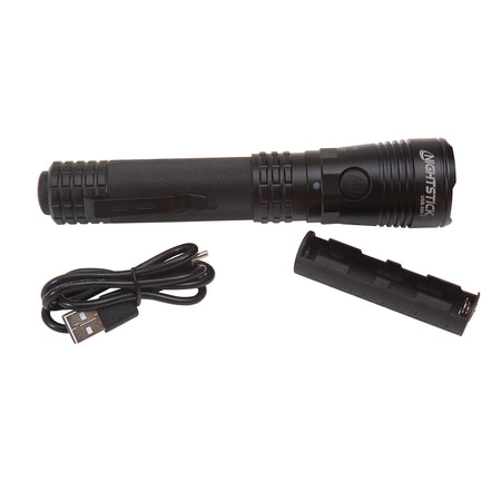 USB-588-T: Turbo High Candela USB Dual-Light Rechargeable Tactical Flashlight - Black