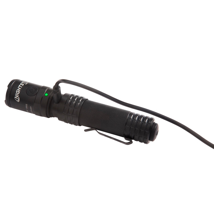 USB-590XL: USB Dual-Light Rechargeable Tactical Flashlight With Red Flood - Black