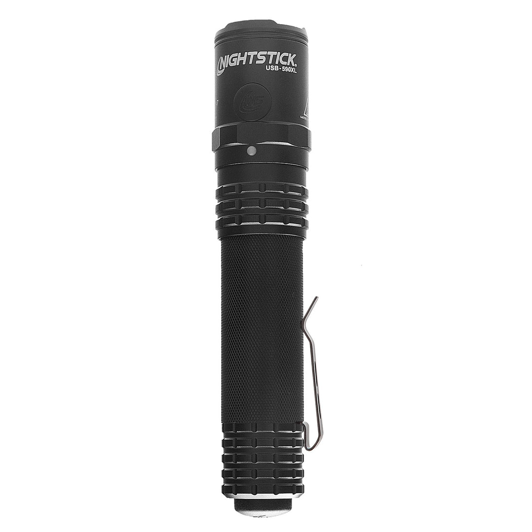 USB-590XL: USB Dual-Light Rechargeable Tactical Flashlight With Red Flood - Black