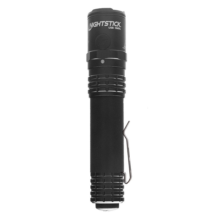 USB-590XL: USB Dual-Light Rechargeable Tactical Flashlight With Red Flood - Black