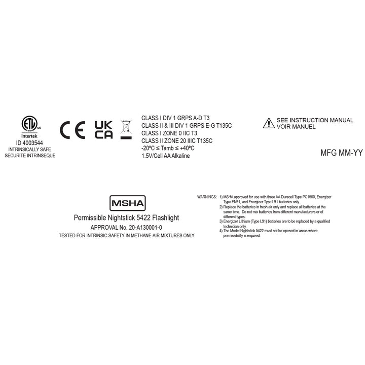 VM-5422G: [UL-913] IS Permissible Dual-Light Flashlight (8 Pack - Vendible)