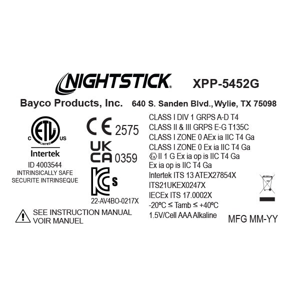 ランプ XPP-5452G: Intrinsically Safe Dual-Function Headlamp