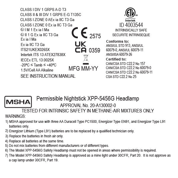 XPP-5456G: Intrinsically Safe Permissible Dual-Light™ Headlamp