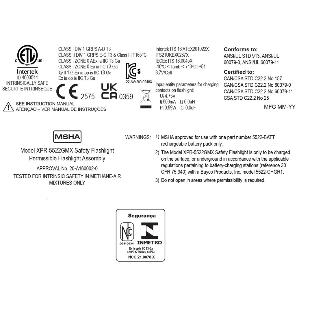 XPR-5522GMX: [Zone 0] IS Permissible Rechargeable Dual-Light Flashlight w/Dual Magnets