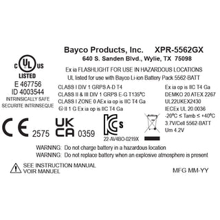 XPR-5562GX: [Zone 0] DICATA® USB IS Rechargeable Dual-Light Headlamp