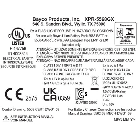 XPR-5568GX: [Zone 0] INTRANT® IS Rechargeable Dual-Light Angle Light