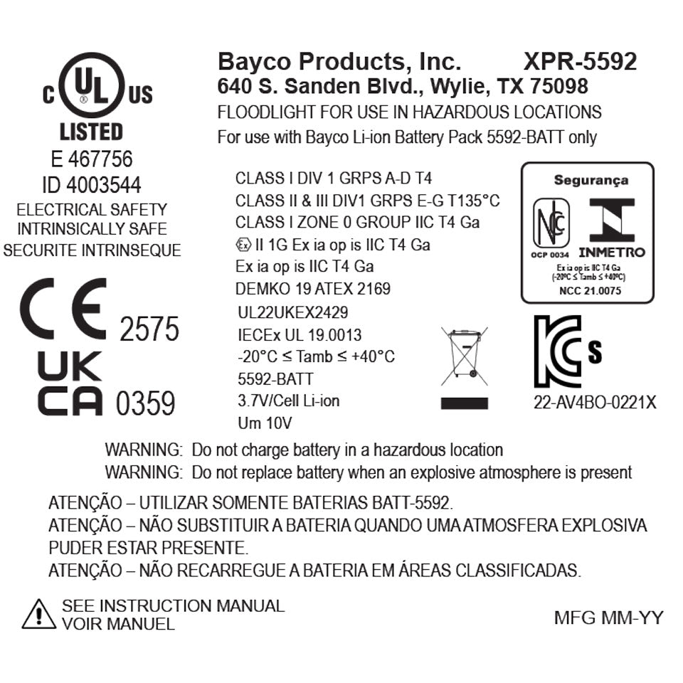 XPR-5592GX: Intrinsically Safe Rechargeable LED Scene Light w