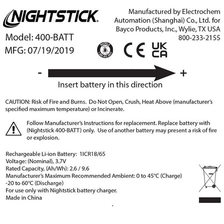 400-BATT: Replacement Li-ion Battery - TAC-400/500 Series