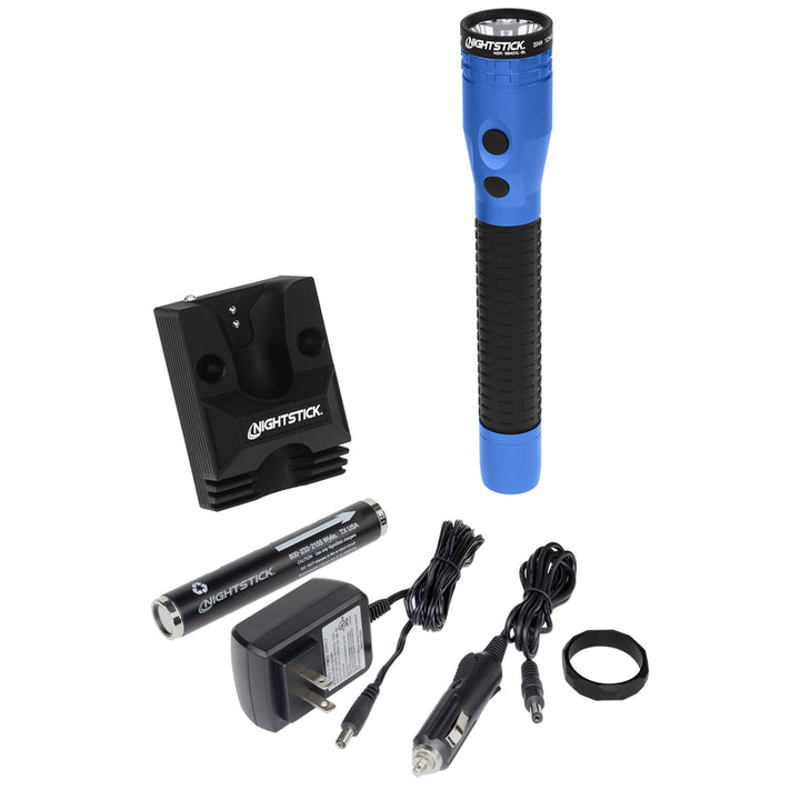 NSR-9940XL-BL: Metal Dual-Light Rechargeable Flashlight w/Magnet - Blue