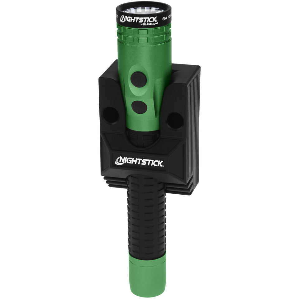 NSR-9940XL-G: Metal Dual-Light Rechargeable Flashlight w/Magnet - Green