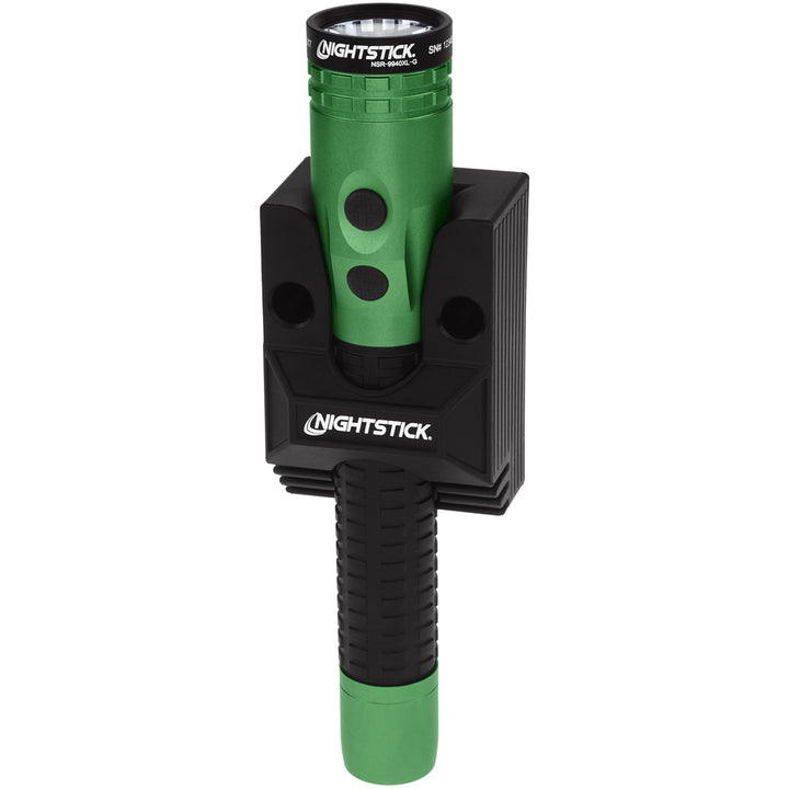 NSR-9940XL-G: Metal Dual-Light Rechargeable Flashlight w/Magnet - Green