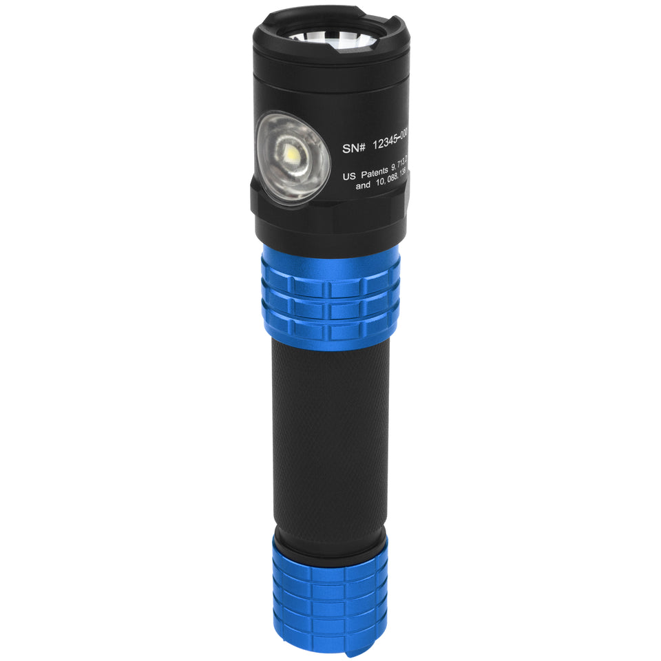 USB-578XL-BL: USB Dual-Light Rechargeable Flashlight w/Holster - Blue