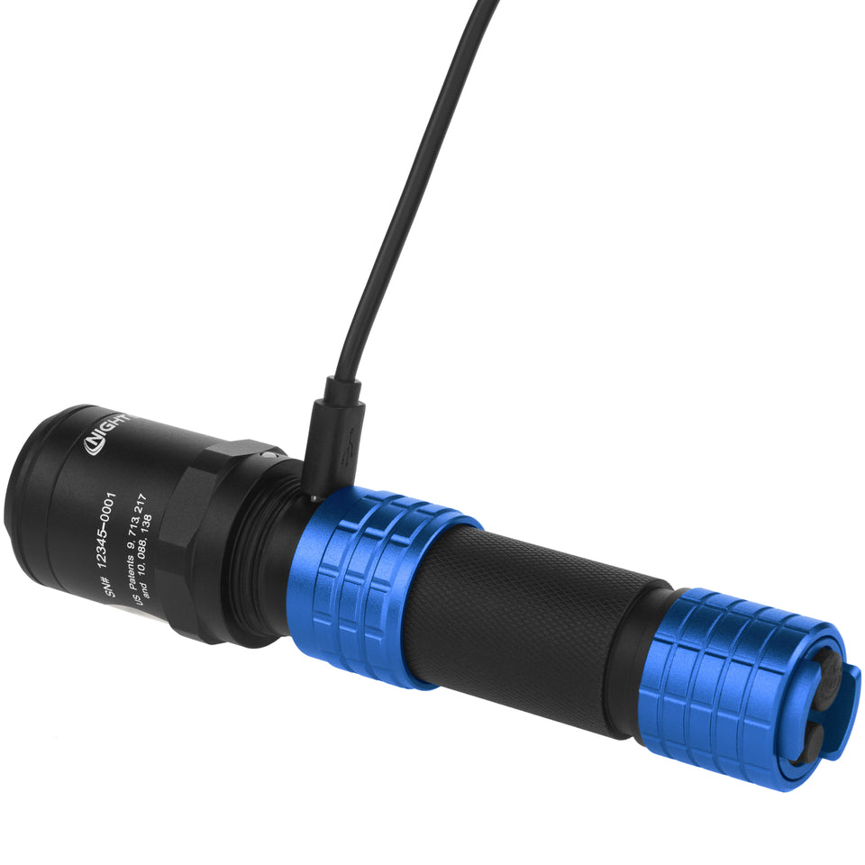 blue fuel rechargeable flashlight UltraFire SK68-XB Mini Light USB-C, Pocket EDC Made of rugged aluminum with a sleek construction reNew Lite Compact Rechargeable Flashlight
