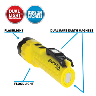 NSP-2424YMX: Dual-Light Flashlight w/Dual Magnets - 3 AA