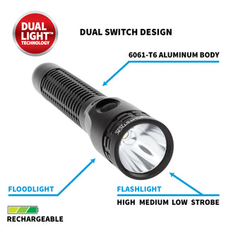 NSR-9944XLDC: Metal Duty/Personal-Size Dual-Light™ Rechargeable Flashlight (no AC power supply)
