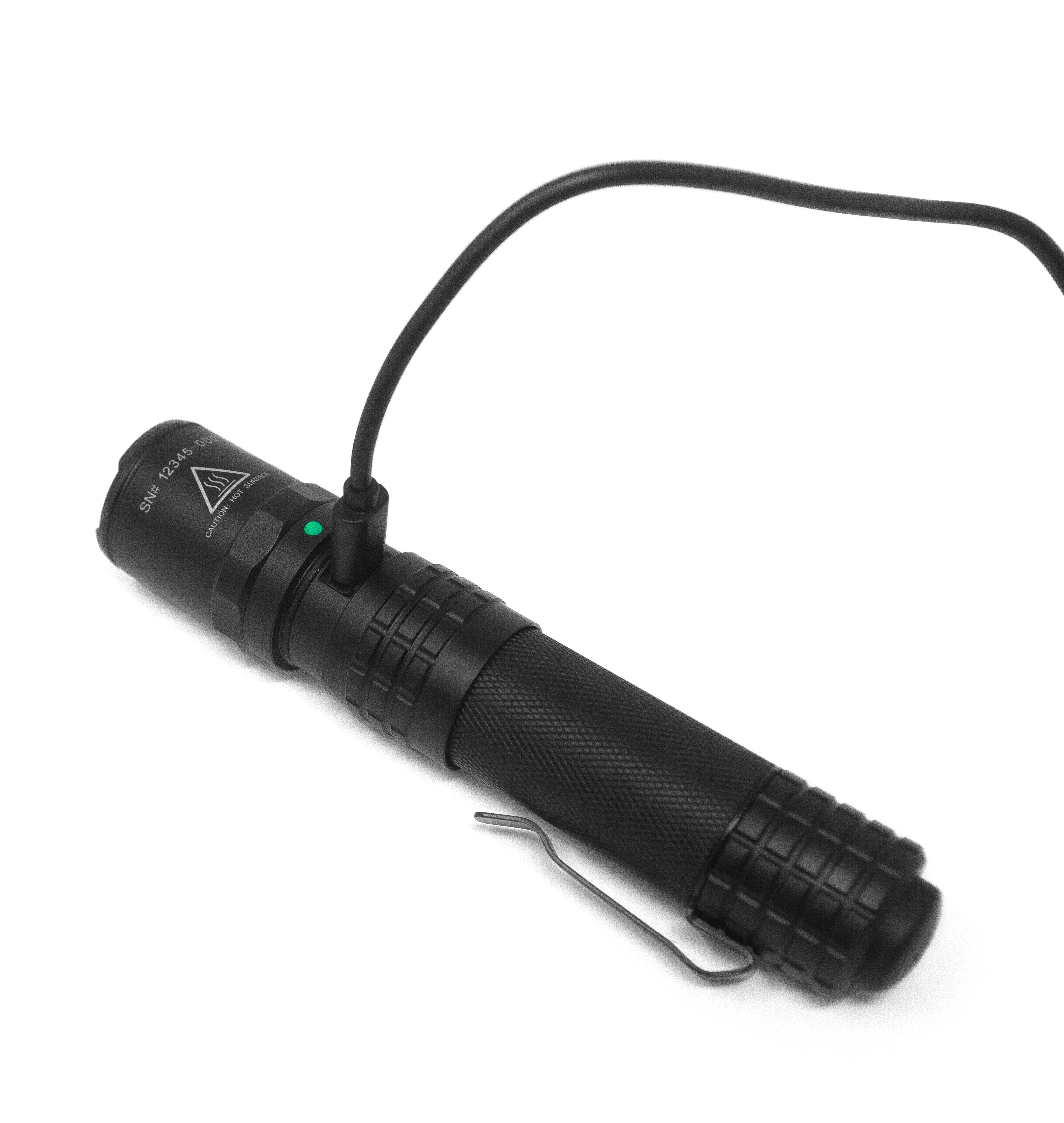 USB-558XL: USB Rechargeable Tactical Flashlight - Black