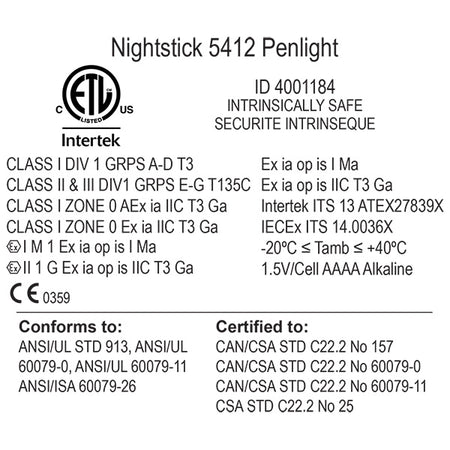 XPP-5412G: Intrinsically Safe Penlight - 3 AAAA