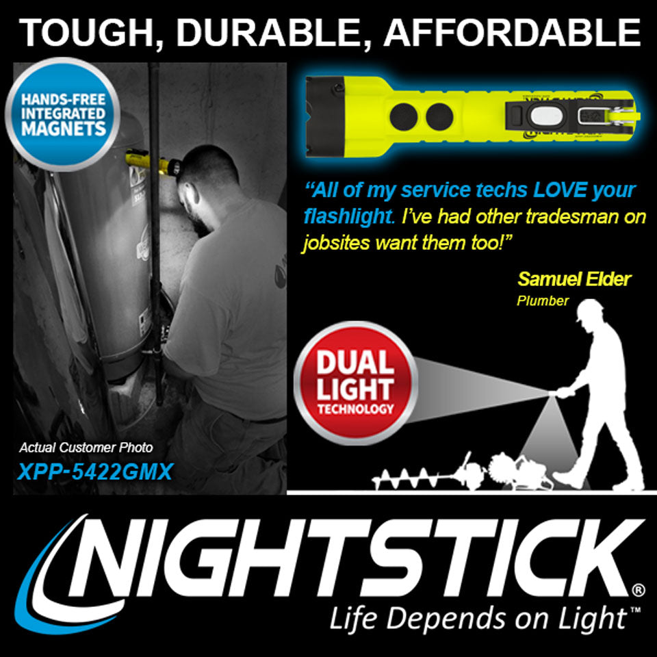 Intrinsically Safe Dual-Light Flashlight w/Dual Magnets