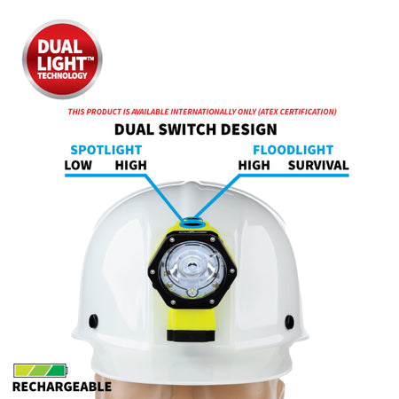 XPR-5561GC: [Zone 0] IS Permissible Rechargeable ATEX Dual-Light Cap Lamp w/Mount