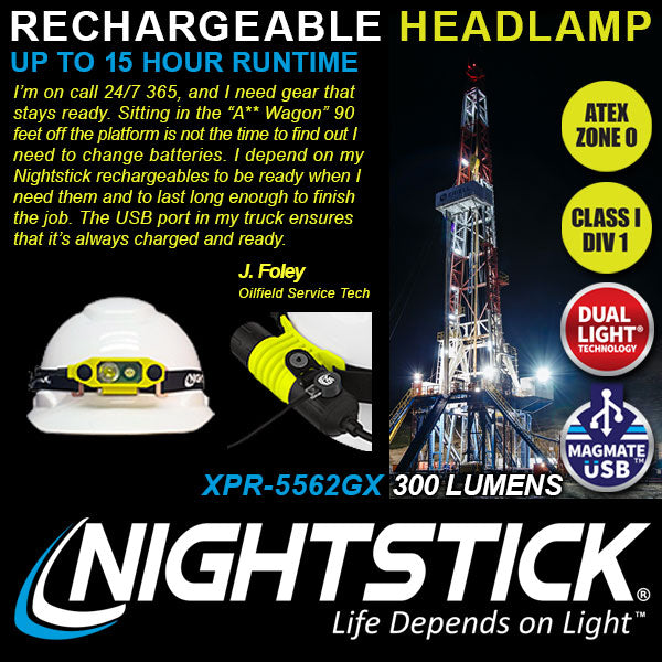 XPR-5562GX: DICATA® USB Intrinsically Safe Dual-Light™ Headlamp