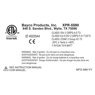 XPR-5590RX: Intrinsically Safe Rechargeable LED Scene Light w/Magnetic Base